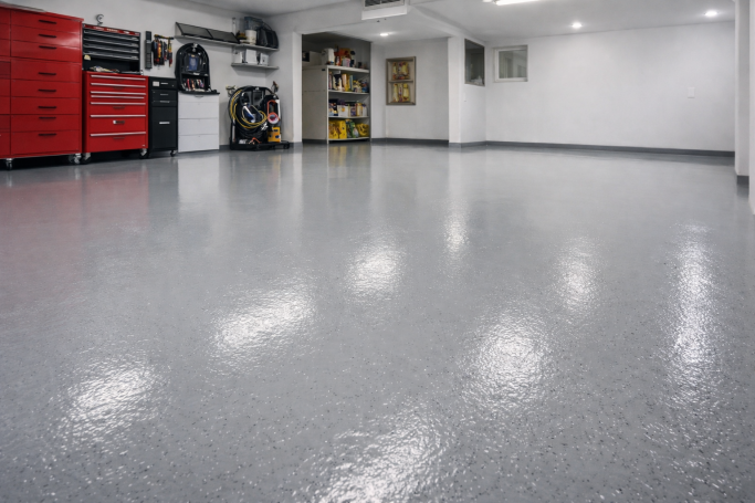 Epoxidharzboden in Garage Grau