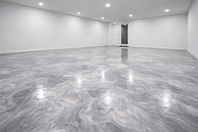 Epoxidharzboden in Garage Marmor